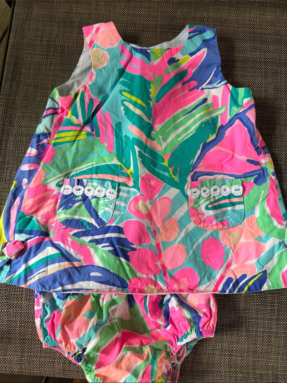 Lilly Pulitzer Girls Tropical Print Pink Green Blue Dress Set